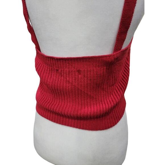 NEW Lulus Women's Cropped Sweater Tank Top Size Medium Red - Picture 6 of 12
